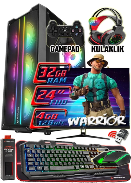 WarboX WARRİOR 24" Monitör i5 4570s 32gb Ram 256gb Ssd 250gb Hdd RX 580-8gb E.kartı Gaming Takım PC ürün görseli 1
