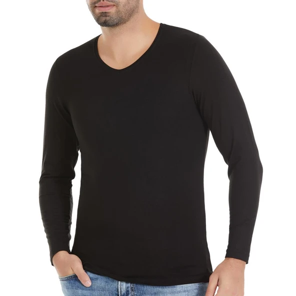 3 Adet Yıldız Erkek Bambu Uzun Kol T-Shirt Fanila Siyah 486 ürün görseli 1
