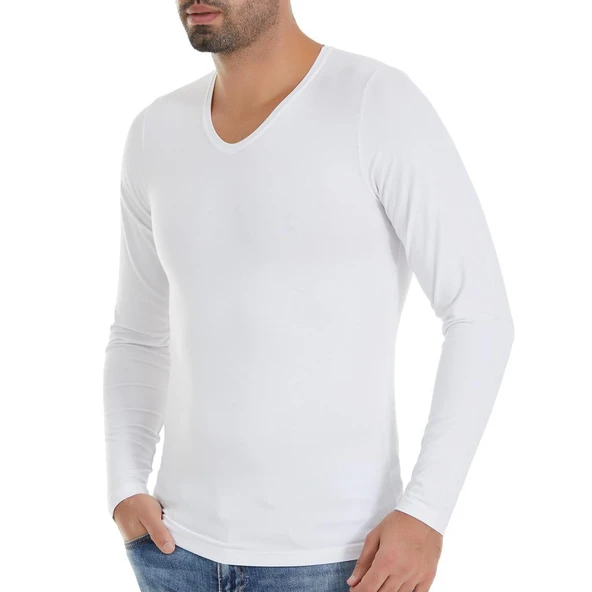 3 Adet Yıldız Erkek Bambu Uzun Kol T-Shirt Fanila Beyaz 485 ürün görseli 1