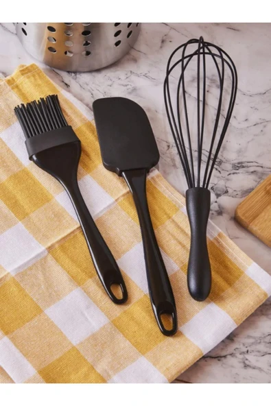 Perotti 15398 Mundo 3'lü Set Çırpıcı,spatula Ve Fırça Çırpıcı Seti Siyah ürün görseli 1