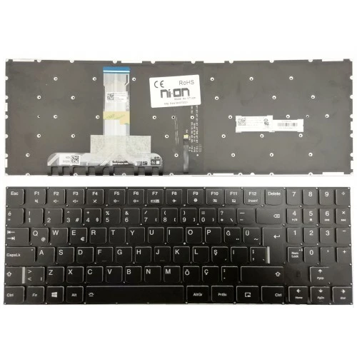 Nion Lenovo 80WK014PTX Beyaz Aydınlatmalı Notebook Klavye (Siyah TR Aydınlatmalı) ürün görseli 1
