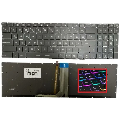 Nion Msi GL65 LEOPARD 10SDR-412XTR Notebook Klavye (Siyah TR Rgb Aydınlatmalı) ürün görseli 1