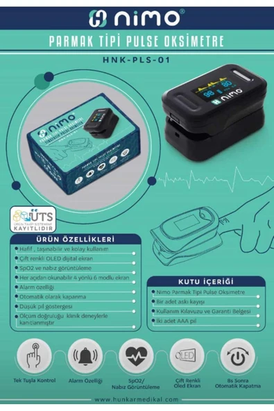 Nimo Parmak Tipi Pulse Oksimetre ürün görseli 1