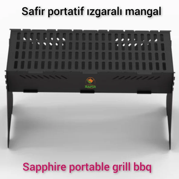 Safir Portatif Izgaralı Mangal Sök tak mangal Safir Portatif Piknik Mangalı Safir Ateş Çukuru Safir Barbekü Çanta Hediyeli. ürün görseli 1