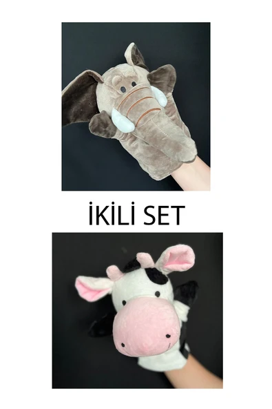 El Kuklası Fil ve İnek Arkadaşlar El Kuklası İkili Set ürün görseli 1