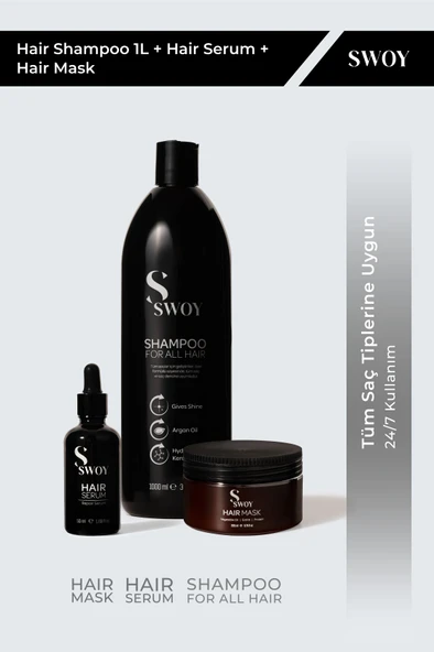 Uzun Süreli Kullanım İçin Büyük Boy Şampuan + Onarıcı Serum + Besleyici Maske ürün görseli 1