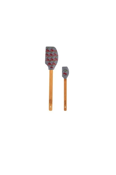 Tantitoni Gri Desenli 2li Silikon Spatula Seti - Resim 2