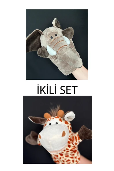 El Kuklası Fil ve Zürafa Arkadaşlar El Kuklası İkili Set ürün görseli 1