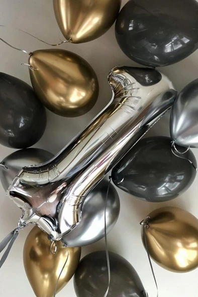 Beysüs 1 Yaş Balon Seti Gold Gümüş Siyah ürün görseli 1