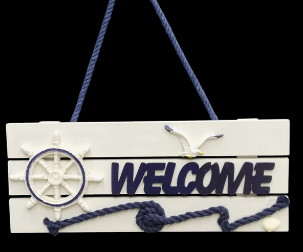 Dümenli Welcome Yazılı Denizci Kapı Süsü ürün görseli 1