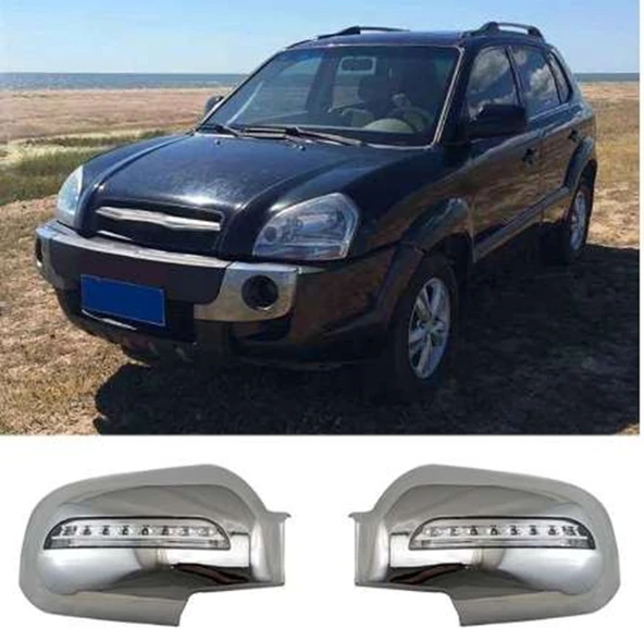 Hyundai Tucson Uyumlu 2004 2014 Ayna Kapağı ABS (Plastik) Krom LED ürün görseli 1
