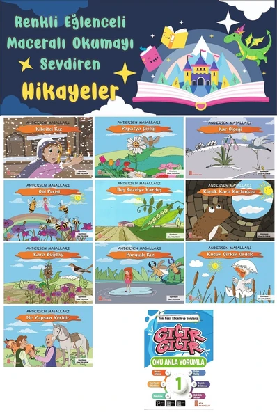 1.Sınıf Oku Anla Yorumla - Renkli Eğlenceli Maceralı Okumayı Sevdiren Hikaye Seti 8 (16 Sayfa) ürün görseli 1