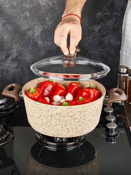 Falez Creamy Granit 20Cm Derin Tencere - CRE 3004 ürün görseli 1