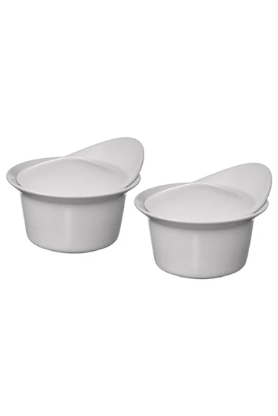 FÄRGKLAR Mat Açık Gri 15x13 cm Fırın-Servis Kabı 2 Adet, Kapaklı ürün görseli 1