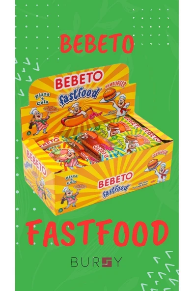 BEBETO Fast Food Jelibon 36 Adet (PİZZA&COLA,HAMBURGER,HOTDOG) ürün görseli 1