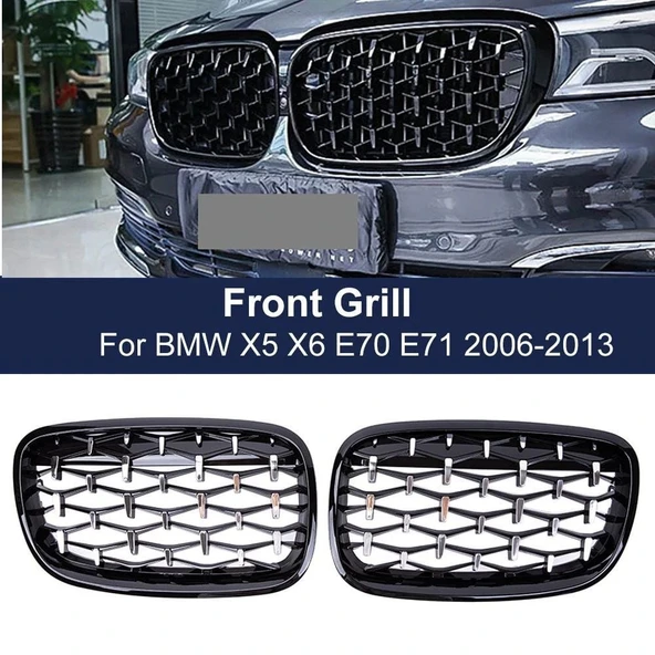 Bmw X5 E70 diamond ön panjur ızgara 2006-2013 arası pianoblack ürün görseli 1