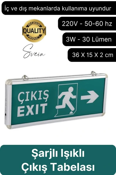 Cata Işıklı Çift Yönlü Acil Çıkış Exit Tabelası Şarjlı Yönlendirme Güvenli Parlayan Uyarı Levhası ürün görseli 1