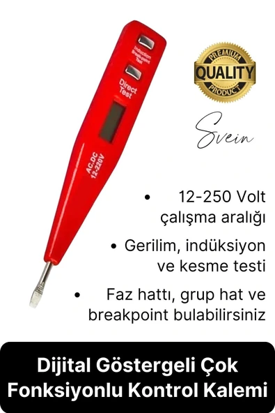 Premium Dijital Ekranlı Kontrol Kalemi Temaslı Temassız Voltaj Test Aleti Elektrik Akım Cihazı ürün görseli 1