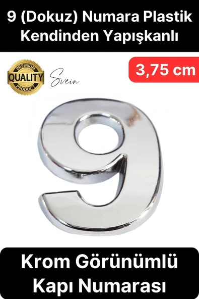 No 9 Kapı Numarası Kendinden Yapışkanlı Masa Dolap Plastik Ev Posta Kutusu Dış Mekan Daire 3,75 cm ürün görseli 1