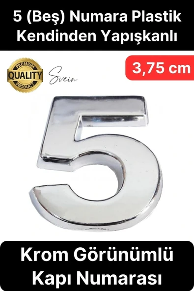 No 5 Kapı Numarası Kendinden Yapışkanlı Masa Dolap Plastik Ev Posta Kutusu Dış Mekan Daire 3,75 cm ürün görseli 1