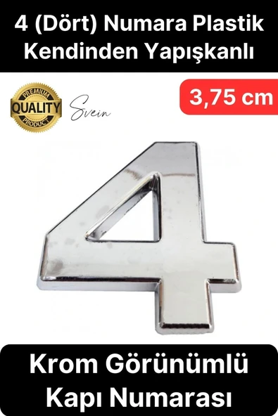 No 4 Kapı Numarası Kendinden Yapışkanlı Masa Dolap Plastik Ev Posta Kutusu Dış Mekan Daire 3,75 cm ürün görseli 1