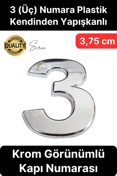 No 3 Kapı Numarası Kendinden Yapışkanlı Masa Dolap Plastik Ev Posta Kutusu Dış Mekan Daire 3,75 cm ürün görseli 1