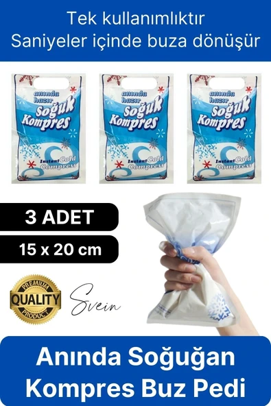 3 Adet Tek Kullanımlık Anında Hazır Soğuk Kompres Ped Buz Torbası Acil İlk Yardım Paketi Terapi ürün görseli 1