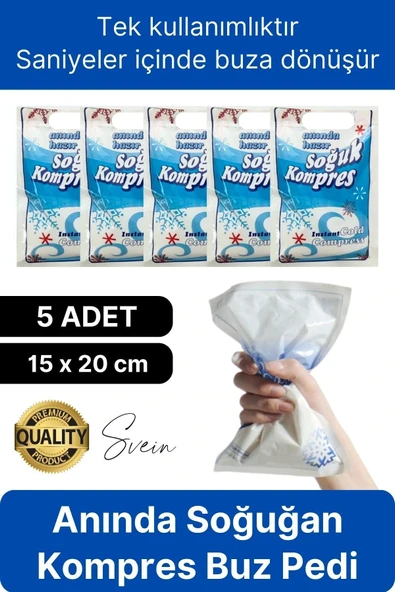 5 Adet Tek Kullanımlık Anında Hazır Soğuk Kompres Ped Buz Torbası Acil İlk Yardım Paketi Terapi ürün görseli 1