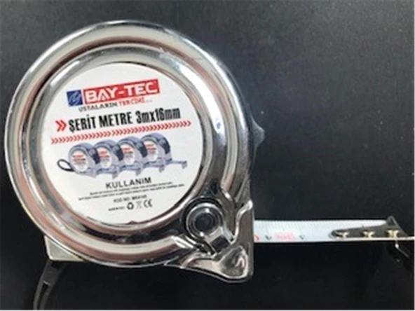 Bay-Tec Mk4145 3Mt 16MM Krom Şerit Metre ürün görseli 1