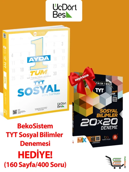 TYT 1 Ayda Tüm Sosyal Soru Bankası BekoSistem 20x20 Sosyal Bilimler denemesi HEDİYELİ ürün görseli 1