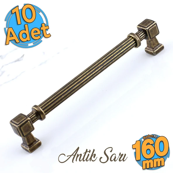 10 Adet Talas 160 mm Çizgili Metal Antik Sarı Kulp Mobilya Çekmece Mutfak Dolabı Dolap Kulbları 16 cm ürün görseli 1