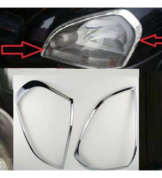 Hyundai Tucson Uyumlu 2004 2014 Ön Far Kaplama ABS (Plastik) Krom ürün görseli 1