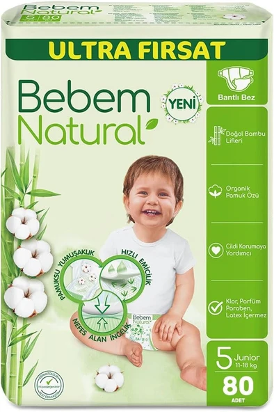 Bebem Natural 5 Numara Junior 80'li Bebek Bezi ürün görseli 1
