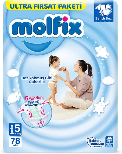 Molfix 5 Numara Junior 78'li Bebek Bezi ürün görseli 1