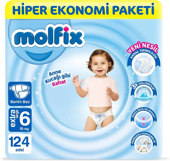 Molfix 6 Beden Extra Large 124'lü Bebek Bezi ürün görseli 1