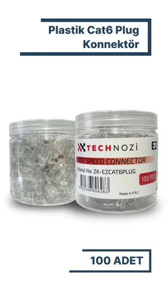 100 Adet Yeni Nesil (Delikli, Açık Uçlu) Cat6 EZ RJ45 Konnektör UTP Jack ürün görseli 1