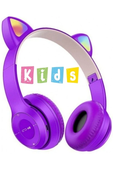 P47 Polygold P47m Bluetooth Kedi Kulaklık Katlanabilir Sd Kart Girişli Mikrofonlu Kablosuz Led Işıklı Kulaklık ürün görseli 1