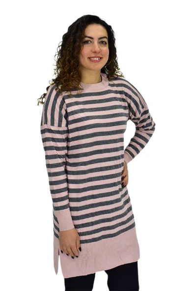 Kadın Çizgili Oversize Kazak BGL-ST04083 - Resim 4