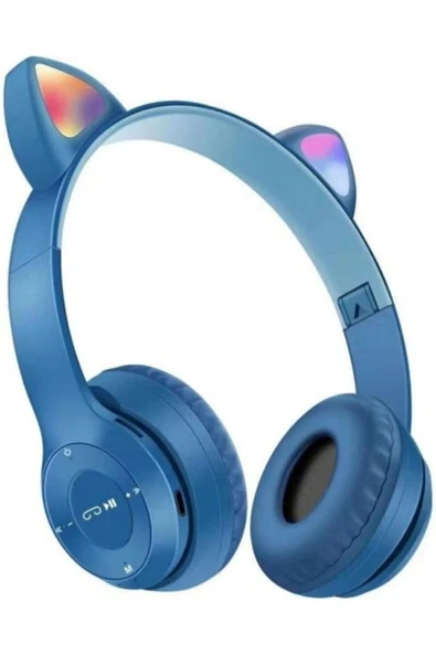 Teknomila P47m Bluetooth Psgt Kedi Kulaklık Katlanabilir Sd Kart Girişli Mikrofonlu Kablosuz Led Işıklı ürün görseli 1
