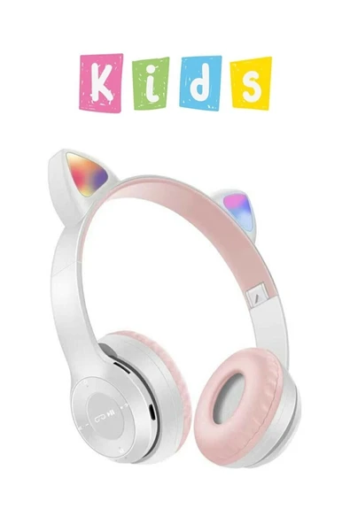 P47 Polygold P47m Bluetooth Kedi Kulaklık Katlanabilir Sd Kart Girişli Mikrofonlu Kablosuz Led Işıklı Kulaklık ürün görseli 1