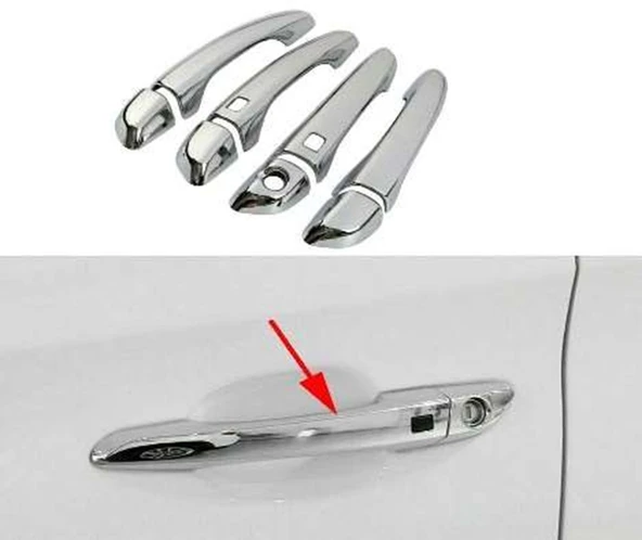Hyundai Tucson Uyumlu 2015 Sonrası Kapı Kolu (Sensörlü) ABS (Plastik) Krom ürün görseli 1