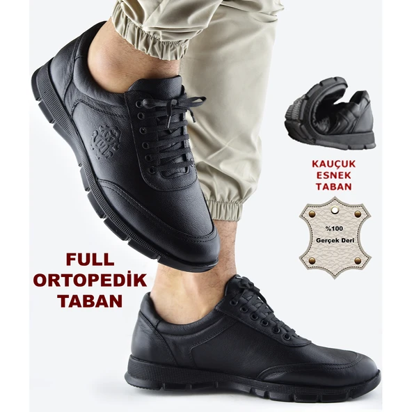 405 Tam Ortopedik Kauçuk Kaymaz Taban Hakiki Deri Kışlık Erkek Ayakkabı ürün görseli 1