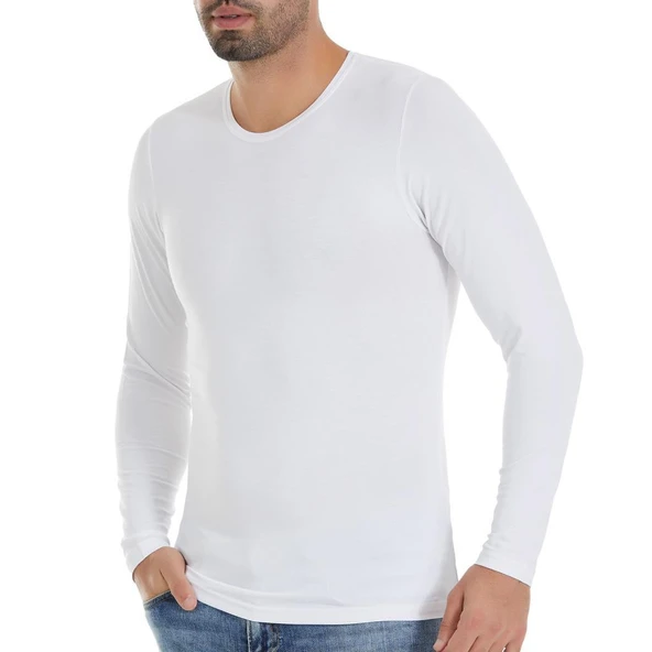 3 Adet Yıldız Erkek Bambu Uzun Kollu T-Shirt Fanila Beyaz 495 ürün görseli 1