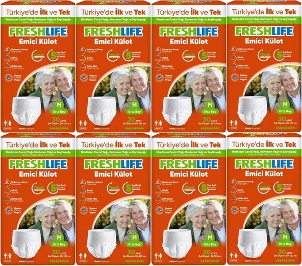 Freshlife Emici Külot Orta Boy M 30'lu 8 Adet Hasta Bezi ürün görseli 1