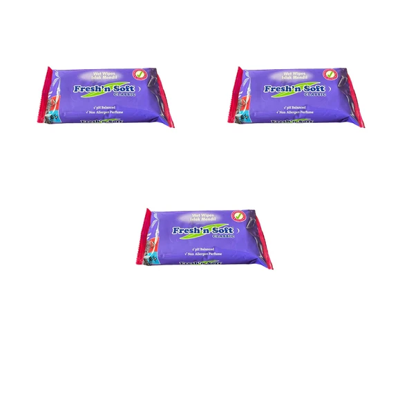 Fresh'n Soft Islak Cep Mendil - Alkolsüz ve pH Dengelenmiş - Çiçeksi Kokular - 15 Adetlik 3 Paket ürün görseli 1