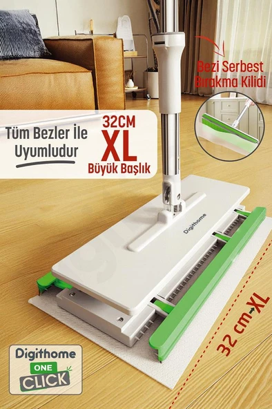 Digithome One Click Akıllı Mop Paleti XL 32cm Tembel Mop El Değmeden Islak Havlu Ve Bez Kullan At Otomatik Mop DGT-101 ürün görseli 1