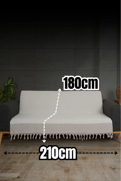 Kaliteli Pamuklu Saçaklı Koltuk Ve Çekyat Örtüsü - 180x210 Cm ürün görseli 1