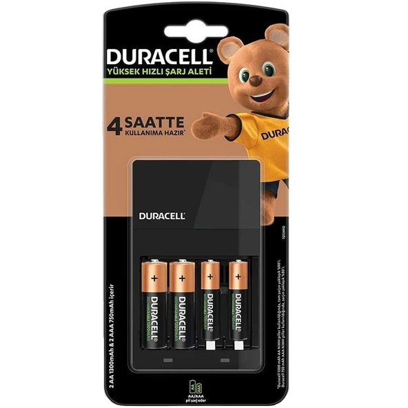 Duracell AAx2 + AAAx2 Pilli Hızlı Pil Şarj Aleti CEF14 2 Adet x750 mAh AAA+2 Adetx1300 mAh AA Pil ürün görseli 1