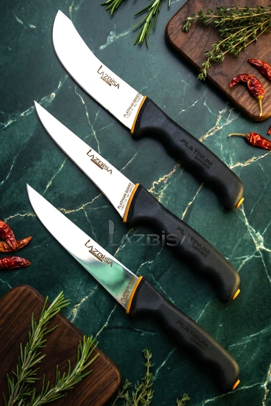 LAZBİSA Platinum Serisi Mutfak Bıçak Seti Et Ekmek Sebze Meyve Bıçağı 3 Lü Set Günlük Kullanım (MFT-247) ürün görseli 1