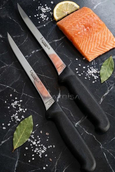 LAZBİSA İncisive Serisi Mutfak Fileto Bıçağı Steak Bıçak Et Balık Tavuk Fileto Bıçağı 2 Li Set ( Mft-256 ) ürün görseli 1